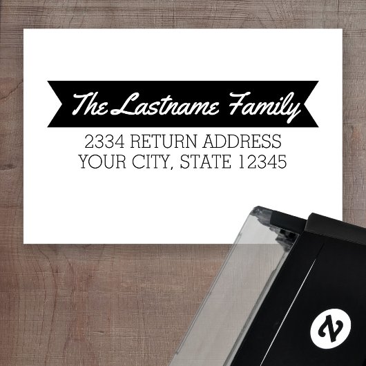 レトロ名と差出人住所とシンプルバナー セルフインキングスタンプ