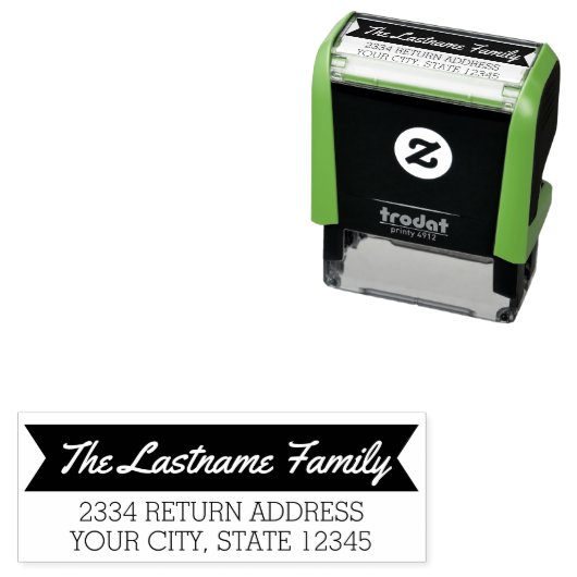 レトロ名と差出人住所とシンプルバナー セルフインキングスタンプ (インサイチュ)