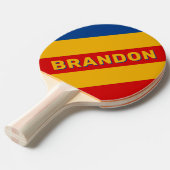 レトロ名はっきりした付ストライプ心の温かい人 卓球ラケット (正面アングル)