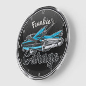 レトロ名ブルーキャディヴィンテージカークラシックガレージ ラージ壁時計 (傾斜)