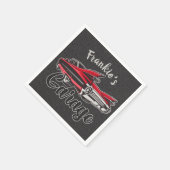 レトロ名レッドキャディヴィンテージクラシックカーガレージ スタンダードカクテルナプキン (角)