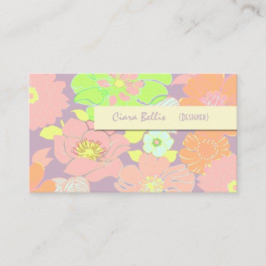 レトロ名刺、パステルポピー 名刺 (正面)
