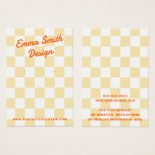 レトロ名淡い色の黄色の白市松模様に色のイヤリングカード (正面&裏面)