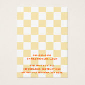 レトロ名淡い色の黄色の白市松模様に色のイヤリングカード (裏面)