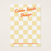 レトロ名淡い色の黄色の白市松模様に色のイヤリングカード (正面)