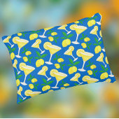 レトロ名門私立校風のイエローレモンのドロップオンブルー アクセントクッション