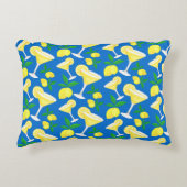 レトロ名門私立校風のイエローレモンのドロップオンブルー アクセントクッション (正面)