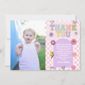 レトロ名門私立校風のバーシティパッチ誕生日パーティー サンキューカード (正面)