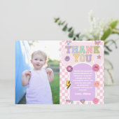 レトロ名門私立校風のバーシティパッチ誕生日パーティー サンキューカード (スタンド正面)