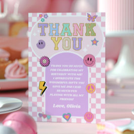 レトロ名門私立校風のバーシティパッチ誕生日パーティー サンキューカード