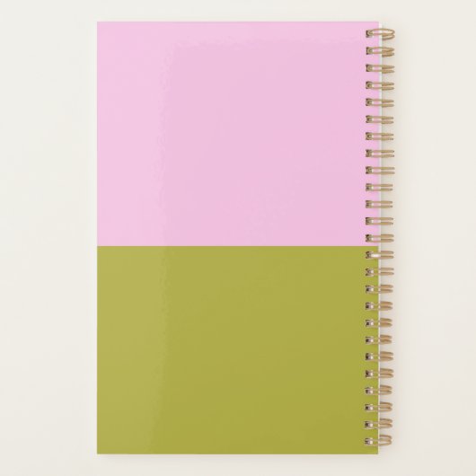 レトロ名門私立校風のピンクグリーン幾何パーソナライズされた図形 プランナー手帳 (裏面)