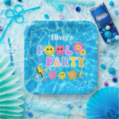 レトロ名門私立校風のY2Kプールパーティーハッピー顔誕生日 ペーパープレート (パーティー)