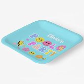 レトロ名門私立校風のY2Kプールパーティーハッピー顔誕生日 ペーパープレート (傾斜あり)