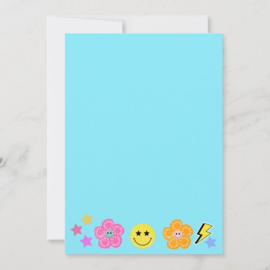 レトロ名門私立校風のY2Kプールパーティーハッピー顔誕生日 招待状 (裏面)