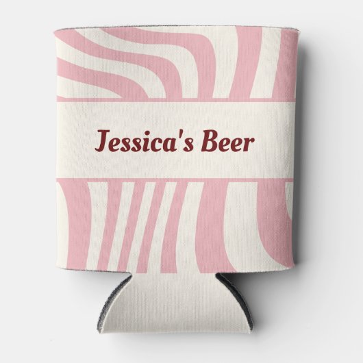 レトロ名Groovyピンク赤ブルー黄色を追加 缶クーラー (正面)