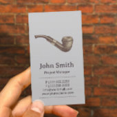 レトロ喫煙パイプライトグレービジネスカード 名刺