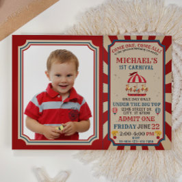 レトロ回路カーニバルチケット誕生日招待状 招待状