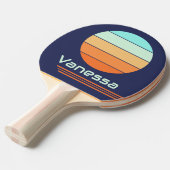 レトロ回転ヴィンテージスタイルストライプ 卓球ラケット (正面アングル)