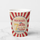レトロ回転木馬回路カーニバル誕生日紙カップ 紙コップ (正面)