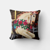 レトロ回転木馬馬の写真生まれをSparkleスクリプトへ クッション (正面)