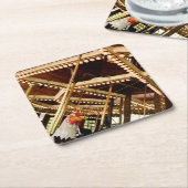 レトロ回転木馬 スクエアペーパーコースター (アングル)