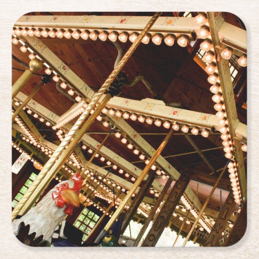 レトロ回転木馬 スクエアペーパーコースター (正面)