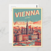 レトロ図解入りの、写真付きのウィーン市の贈り物 ポストカード (正面/裏面)