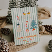 レトロ図解入りの、写真付きのカラフルクリスマス非写真 シーズンカード