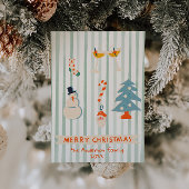 レトロ図解入りの、写真付きのカラフルクリスマス非写真 シーズンカード