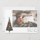 レトロ図解入りの、写真付きのクリスマスツモダンリー シーズンカード (正面)