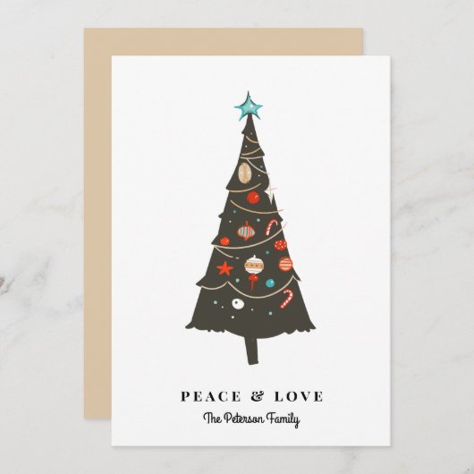 レトロ図解入りの、写真付きのクリスマスツモダンリー シーズンカード (正面/裏面)