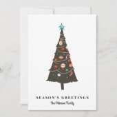 レトロ図解入りの、写真付きのクリスマスツモダンリー シーズンカード (正面)