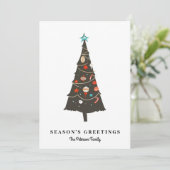 レトロ図解入りの、写真付きのクリスマスツモダンリー シーズンカード (スタンド正面)