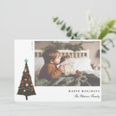 レトロ図解入りの、写真付きのクリスマスツモダンリー シーズンカード (スタンド正面)