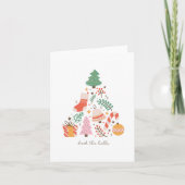 レトロ図解入りの、写真付きのクリスマスデッキザホールズ空白の カード (正面)