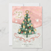 レトロ図解入りの、写真付きのツリーメリーと明るいクリスマス シーズンカード (正面)