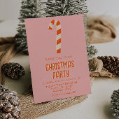 レトロ図解入りの、写真付きのピンククリスマスキャンディバーパーティー 招待状