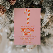 レトロ図解入りの、写真付きのピンククリスマスキャンディバーパーティー 招待状