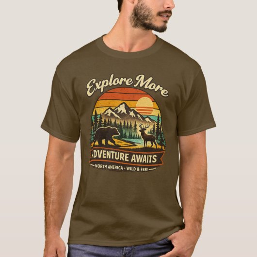 レトロ国立公園Tシャツ - もっと冒険を Tシャツ (正面)