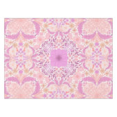 レトロ園花模様ピンク テーブルクロス (正面(横))