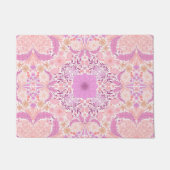 レトロ園花模様ピンク ドアマット (正面)