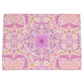 レトロ園花模様ピンク ラージペーパーバッグ (正面)