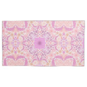 レトロ園花模様ピンク 枕カバー (正面左)