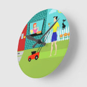 レトロ土曜モーニングアクリルラウンドクロック ラウンド壁時計 (傾斜)