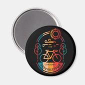 レトロ地方都市の自転車トレイル マグネット (正面/裏面)