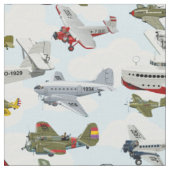 レトロ型の飛行機のパターン ファブリック (クローズアップ)