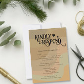 レトロ型アーストストライプンモダン結婚の 出欠カード