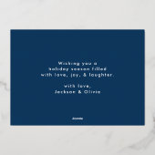 レトロ型メリークリスマス海軍と金ゴールド 箔シーズンカード (裏面)