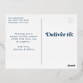 レトロ型メリークリスマス海軍と金ゴールド 箔シーズンポストカード (裏面)