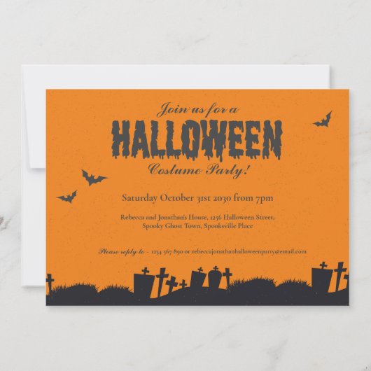 レトロ墓地オレンジハローウィンパーティ 招待状 (裏面)